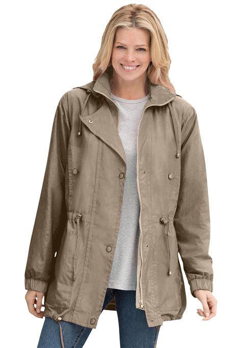 Woman Within Womens Plus Size Fleece Lined Taslon Anorak