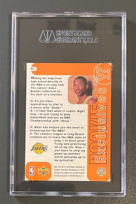 1996 Upper Deck Rookie Exclusives Kobe Bryant R10 1 Graded