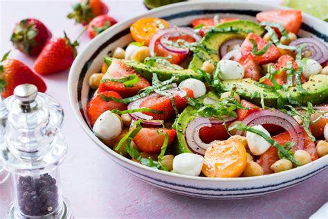 Eat Clean Strawberry Avocado Chickpea Caprese Salad Clean Food Crush