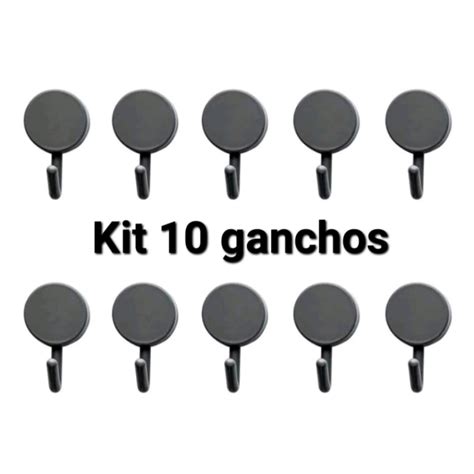 Kit Ganchos Adesivos Organizador Multiuso Pl Stico Parede Preto