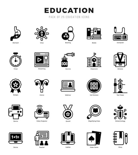 Conjunto De Iconos Educativos Colecci N De Simples Iconos Web Lineales