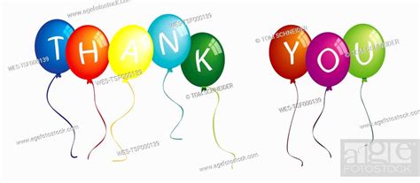 Text thank you on colorful balloons against white background, Stock ...