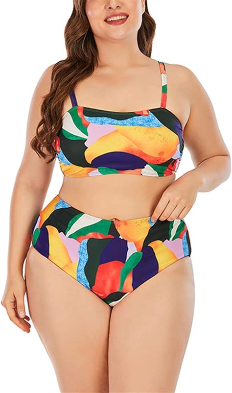 LTLGHY Damen Bikini Übergrößen mit hoher Taille gepolstert