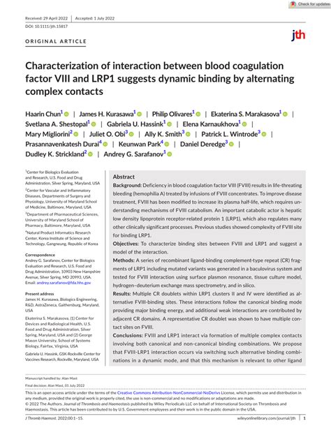 Pdf Characterization Of Interaction Between Blood Coagulation Factor