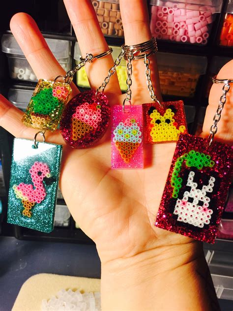 Mini Perler Bead Resin Keychains Plantillas Hama Beads Manualidades Peler Beads