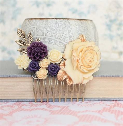 Cream Rose Comb Yellow Ivory Rose Hair Comb Wedding Hair Accessories