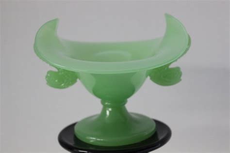 Rare Vintage Fenton Jade Green Bowl With Dolphin Handles Etsy