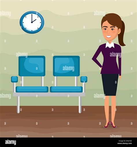 Elegant Businesswoman In The Waiting Room Stock Vector Image And Art Alamy