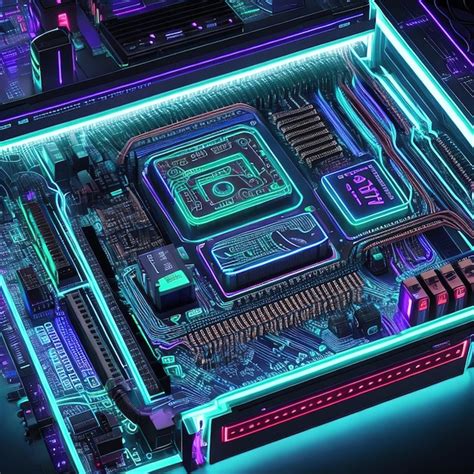 Premium Ai Image A Futuristic Computer Circuit Board With Neon Lights