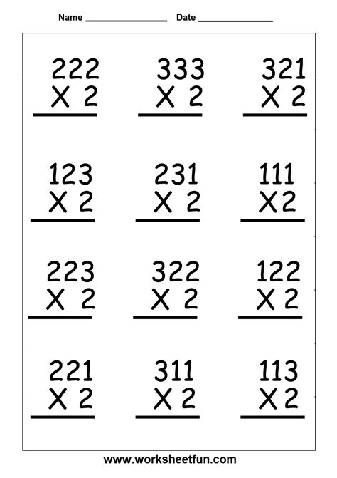 Single Digit Multiplication Worksheet Free