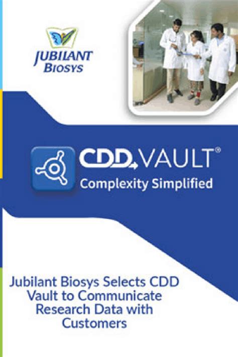 Jubilant Biosys Selects Cdd Vault To Communicate Research Data With