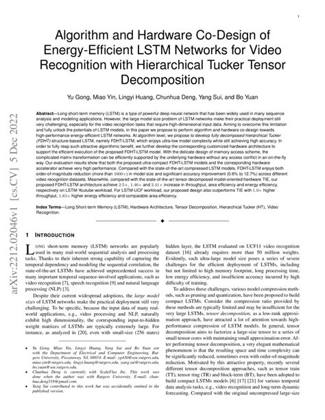 Algorithm And Hardware Co Design Of Energy Efficient Lstm Networks For