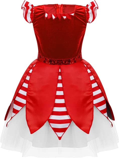 Iefiel Enfant Fille Robe De Noël Elfe Lutin Robe Hiver à Manche Longue