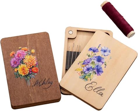 Personalized Wooden Needle Box With Magnetic Custom Name