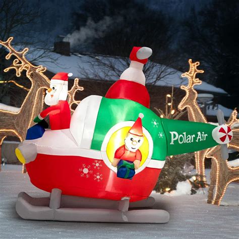 The Holiday Aisle® 6 Ft Inflatable Santa Claus Flying A Helicopter With