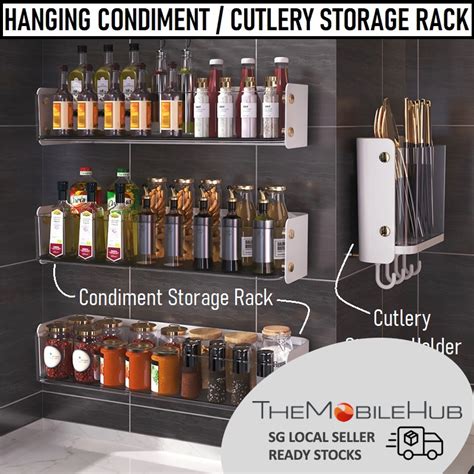 Hanging Condiment Cooking Spices Storage Rack Cutlery Holder Stand Drainer Hook Desktop Kitchen ...