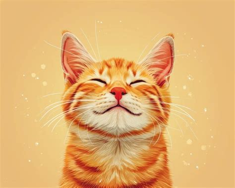 Premium Photo An Illustration Of An Orange Cat With Its Eyes Closed