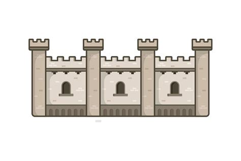 Set of Medieval Castle Wall Simple Flat Illustration 10471169 Vector ...