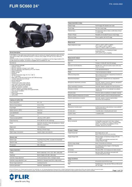 Flir Sc660 24Â° Flir Customer Support Center Flir Systems