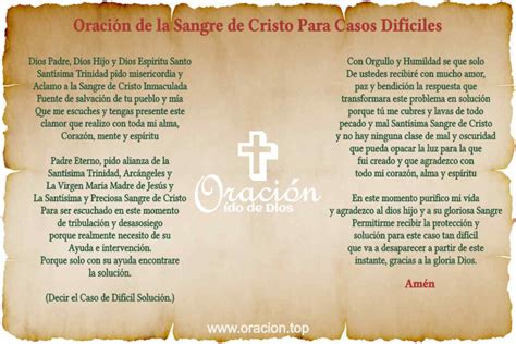 Oración De La Sangre De Cristo Para Casos Difíciles Oracion Top