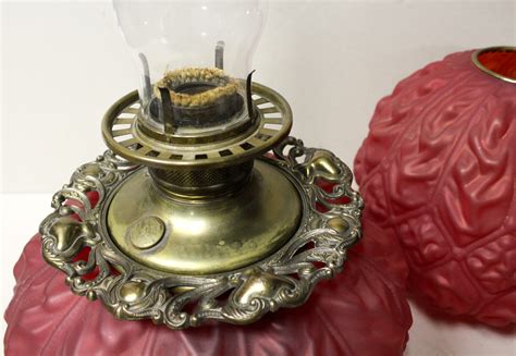 Bargain John S Antiques Antique Red Satin Glass Gone With The Wind Oil Lamp Bargain John S