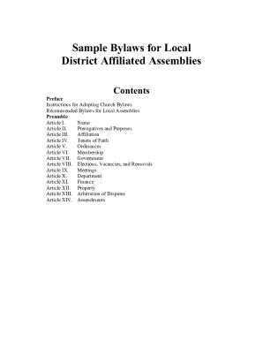 Fillable Online Sample Bylaws For Local District Affiliated Assemblies