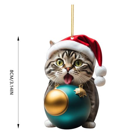 Gfhfhitj Christmas Tree Cats Pendant 2d Acrylic Christmas Hanging Decoration Funny Christmas