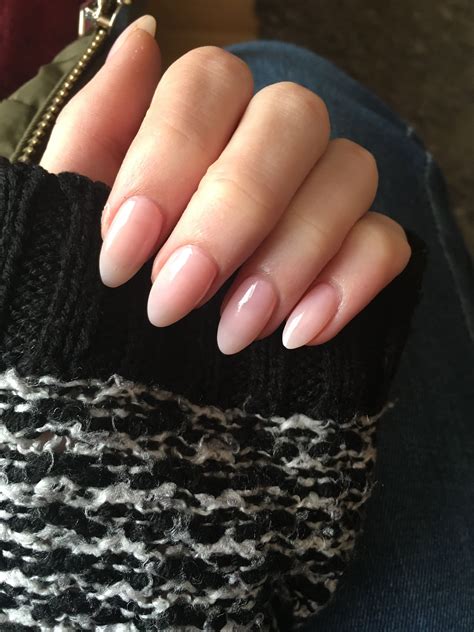 Sheer Pink Natural Acrylic Almond Nails Natural Acrylic Nails