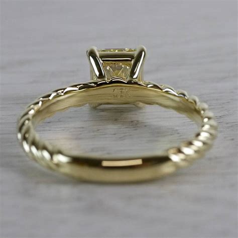 Rope Twist Fancy Yellow Diamond Solitaire Engagement Ring