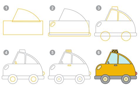 Anleitung zum Zeichnen eines niedlichen Taxis Schritt für Schritt