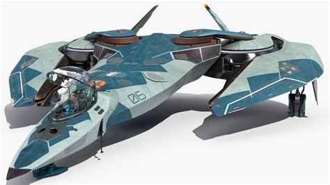 Sci Fi Fighter Jet Blue Rigged 3D Model $149 - .max - Free3D