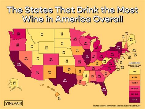 The States That Drink The Most Wine In America Map Vinepair