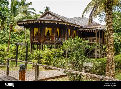 Traditional Wooden Houses Malay Town House In The Kuching To Sarawak