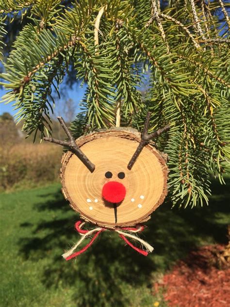 Rustic Wooden Reindeer Ornaments Wooden Christmas Tree Ornaments Wood