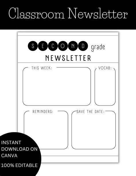 Classroom Newsletter Template Editable Template Newsletter Etsy