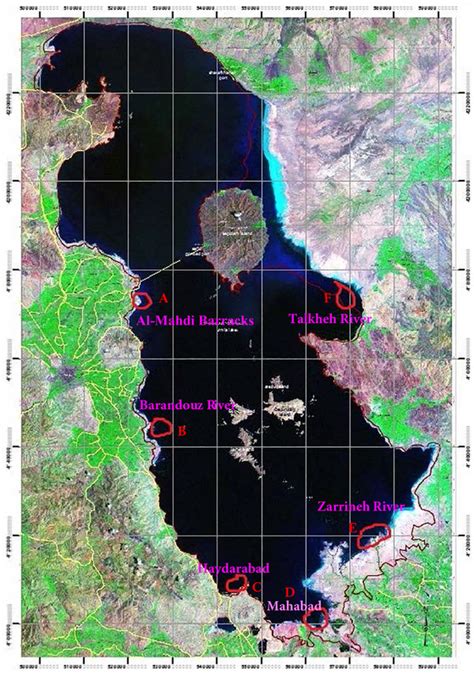 Geographical location of the six selected birds' habitats in the Urmia ...