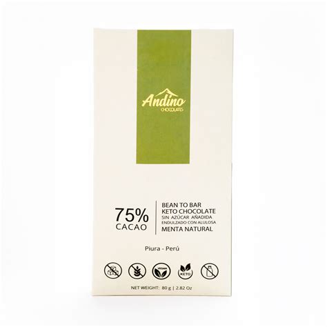 Barra De Chocolate Keto Andino Con Menta Alulosa Sin Az Car G