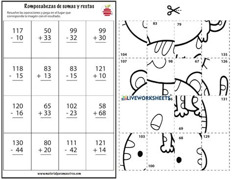 Ficha Interactiva De Sumas Y Restas Para Primer G NBKomputer