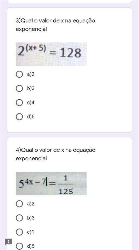 Qual O Valor De X Na Equação Exponencial Me Ajudem Por Favor Precisa De