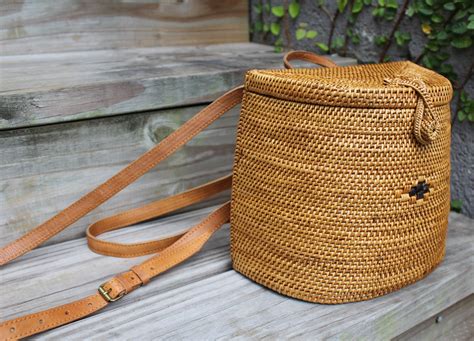 Rattan Backpack Straw Backpack Wicker Backpack Summer Beach Etsy