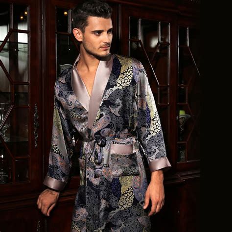 Multi Color Mens Silk Sleep Robe Luxury Sleepwear T For Him 2