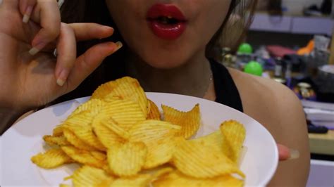 ASMR Honey Eating Crunchy Potato Chips No Talking Whisper Eating