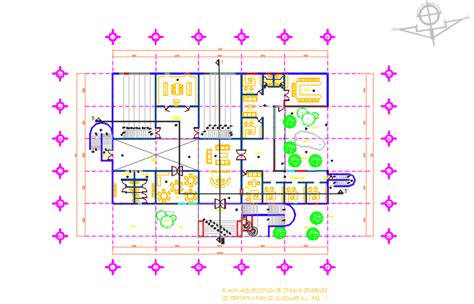 Center Line Plan In Commercial Plan Detail Dwg File Cadbull