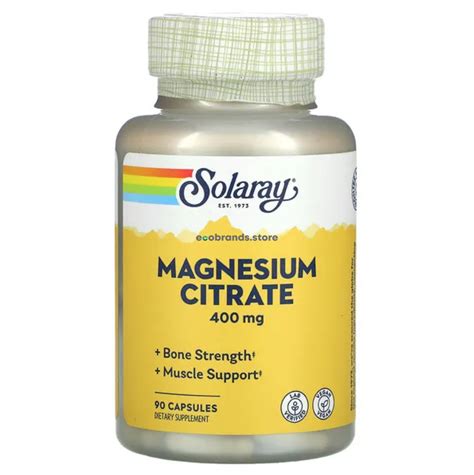 Магній цитрат Magnesium Citrate Solaray 400 мг 90 капсул