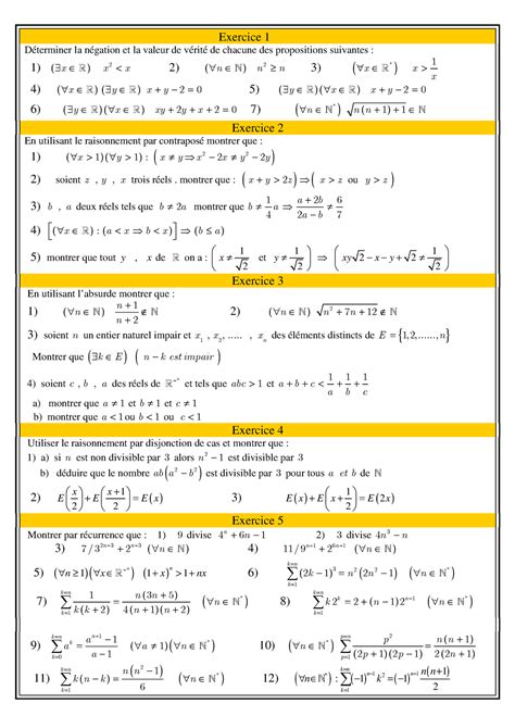 Notions De Logique Exercices Non Corriges Exercice D Terminer La