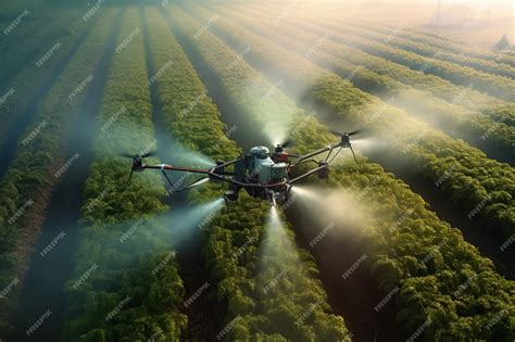 Premium Photo Agricultural Drones Scan Fertilizer Spraying Areas In Green Tea Fields Rice