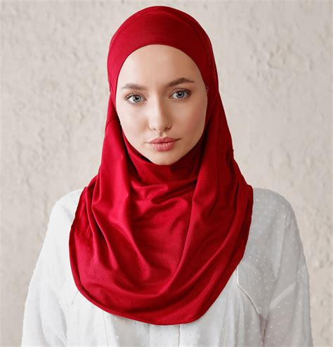 Modefa One Piece Instant Practical Hijab Red