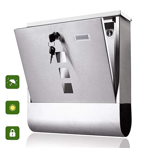 Zimtown Stainless Steel Wall Mounted Lockable Letter Mailbox Drop Box ...