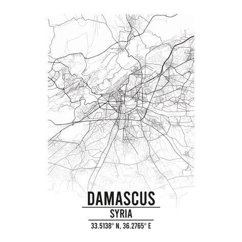 Damascus, Syria A3 Map Print - Retro Progression