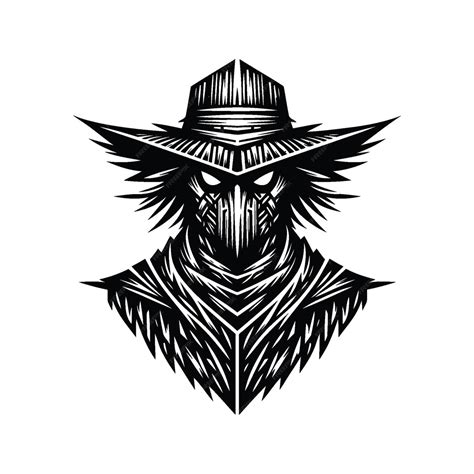 Scarecrow Silhouete With Cyberpunk Pattern Illustration Premium Ai